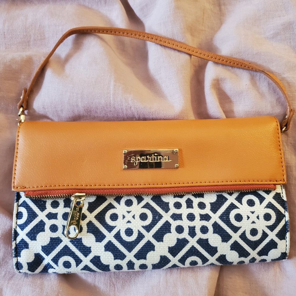 Spartina 449 Leather & Linen Clutch